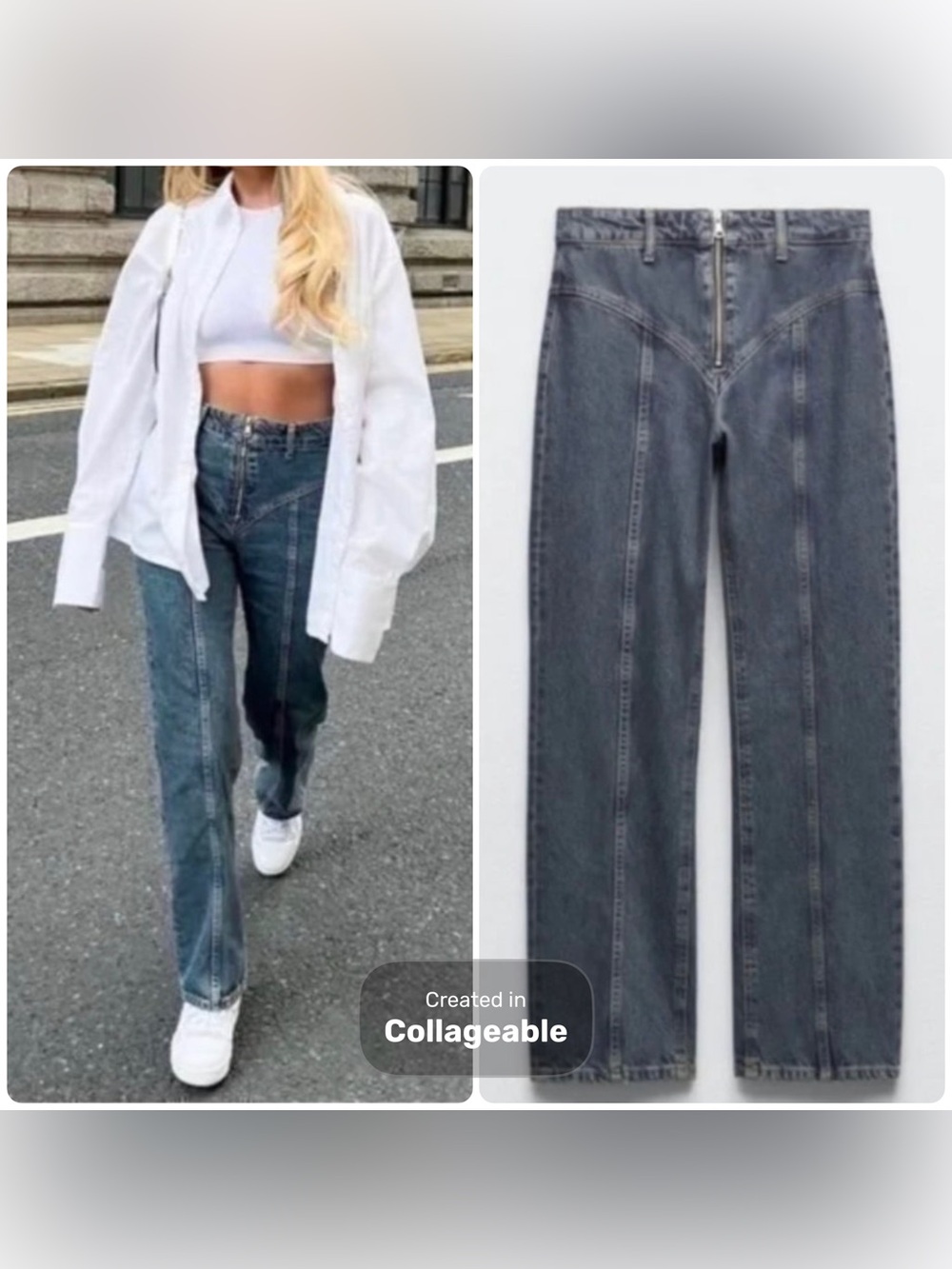 ZARA ZIP FRONT "MUGLER VIBES" SEAMED STRAIGHT
JEANS
